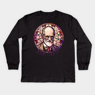 dark side of your mum, pink freud, stained glass Kids Long Sleeve T-Shirt